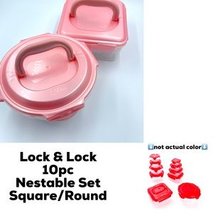 COPY - Lock & Lock 10pc Nestable Bowls & Square Storage Set - ROSE GOLD - NIB